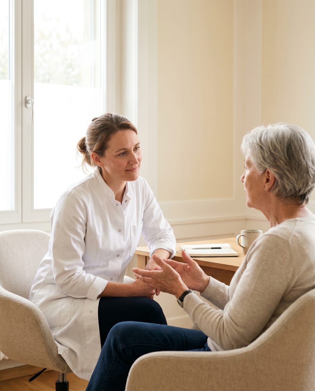 Hausärztin im Gespräch mit einer Patientin